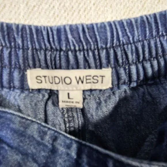 Studio West Denim Skirt Y2k 70s Large Blue Jean Cotton 34 waist - Picture 7 of 9